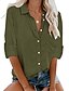 cheap Tops &amp; Blouses-Women&#039;s Blouse Shirt Wine Army Green Royal Blue Plain Daily Work Long Sleeve Shirt Collar Basic Business Elegant Cotton Regular S