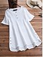 cheap Best Selling Plus Size-Women&#039;s Blouse Shirt Plain Round Neck Button Casual Streetwear Tops White Pink