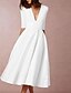 cheap Party Dresses-Women&#039;s Swing Dress Midi Dress White Half Sleeve Solid Color Patchwork Fall V Neck Elegant Party Slim 2021 S M L XL XXL 3XL