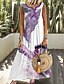 cheap Casual Dresses-Women&#039;s Maxi long Dress A Line Dress Purple Sleeveless Print Print V Neck Spring Summer Elegant Casual Vacation 2022 Loose S M L XL XXL 3XL 4XL 5XL