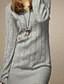 abordables Robes Décontracté-Robe pull pour femmes, vert, beige, gris, manches longues, couleur pure, froncée, col en v, décontractée, taille unique, hiver, automne, 2022