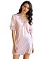 cheap Sleep &amp; Lounge-Women&#039;s Pajamas Nightgown Nighty Pjs 1 PCS Pure Color Simple Casual Comfort Party Home Daily Satin Gift V Neck Short Sleeve Vintage Style Summer Spring Light Pink Pink