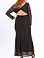 cheap Plus Size Dresses-Women&#039;s Plus Size Solid Color Sheath Dress Ruffle V Neck Long Sleeve Prom Dress Spring Summer Party Vacation Maxi long Dress Dress / Party Dress / Lace