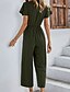 cheap Women&#039;s Jumpsuits-Women&#039;s Jumpsuit Solid Color Pocket Casual Daily V Neck Straight Street Casual Short Sleeve Regular Fit Black Pink Army Green S M L Spring