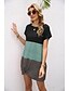 cheap T-Shirts-Women&#039;s Casual Weekend T shirt Dress T shirt Tee Short Sleeve Color Block Round Neck Basic Tops Green Blue Gray S