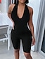 cheap Jumpsuits &amp; Rompers-Women&#039;s Romper Solid Color Backless Active U Neck Street Sport Sleeveless Regular Fit Blue White Black S M L Spring