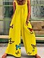 cheap Women&#039;s Jumpsuits-Women&#039;s Jumpsuit Floral Pocket Print Casual Daily Square Neck Street Casual Sleeveless Regular Fit Blue Yellow Wine S M L Spring