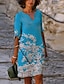 cheap Casual Dresses-Women&#039;s Short Mini Dress Shift Dress White Black Blue Gray Pink Orange Light gray Half Sleeve Print Floral V Neck Spring Summer Stylish Casual Modern 2022 Loose S M L XL XXL 3XL