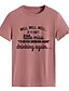 baratos Roupa de Mulher-camiseta feminina decote redondo com estampa de letra manga curta