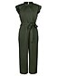 cheap Women&#039;s Jumpsuits-Women&#039;s Jumpsuit Solid Color Lace up Ruffle Elegant Turtleneck Party Going out Short Sleeve Regular Fit Black Pink Army Green S M L Spring