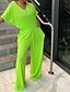 cheap Women&#039;s Plus Size Bottoms-Women&#039;s Plus Size Jumpsuit Drawstring Pocket Solid Color Casual Daily Streetwear Chino Full Length Natural Spring Summer Green Black Gray L XL XXL 3XL