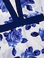 preiswerte Ausgefallene Kleider-Damen Maxikleid Schaukelkleid Weiß Langarm Bedruckt Blumen V Ausschnitt Herbst Frühling Elegant 2022 S M L XL XXL / Sommer / Übergrössen