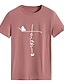 preiswerte Super Sale-Damen T Shirt Baumwolle 100% Baumwolle Faith Schmetterling Buchstabe Täglich Basic Kurzarm Rundhalsausschnitt Marineblau (weiße Schrift)