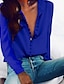 economico Tops &amp; Blouses-Per donna Blusa Camicia Giallo Blu Reale Grigio Pulsante Ufficio Manica lunga A V Informale Standard Taglia piccola S