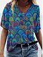 preiswerte T-shirts-Damen Alltag Wochenende T Shirt Blume Farbe Kurzarm Blumen Graphic V-Ausschnitt Bedruckt Basic Oberteile Grün Blau Purpur S / 3D-Druck