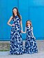 cheap Family Look Sets-Mommy and Me Dresses Graphic Floral Daily Print Blue Sleeveless Maxi Mommy And Me Outfits Cute Matching Outfits