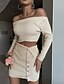 cheap Two Piece Sets-Women&#039;s Streetwear Plain Casual Vacation Two Piece Set Off Shoulder Skirt Dress Crop Top Blouse Skirt Sets Split Tops