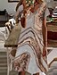 billige All Sale-Dame Knelang kjole Kjole med A-linje Blå Gul Kortermet Trykt mønster Fargegradering V-hals Vår Sommer Stilfull Fritid Moderne 2022 Løstsittende S M L XL XXL 3XL