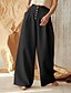 cheap Pants-Women&#039;s Fashion Casual Wide Leg Culottes in Faux Linen
