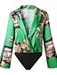 cheap Jumpsuits &amp; Rompers-Women&#039;s Bodysuit Floral Print Casual Daily Shirt Collar Street Casual Long Sleeve Regular Fit Green Pink Orange S M L Spring