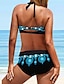 abordables Bikinis-Mujer Bañadores Bikini 2 piezas Talla Grande Traje de baño Espalda Abierta Estampado para bustos grandes Flor Escote en V Vacaciones Moda Trajes de baño