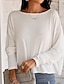 cheap Tops &amp; Blouses-Women&#039;s Blouse Shirt White Black Backless Plain Daily Weekend Long Sleeve Round Neck Streetwear Casual Regular S