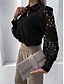 cheap Tops &amp; Blouses-Women&#039;s Casual Streetwear Lace Blouse with Long Sleeves