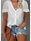cheap Plus Size Tops-Women&#039;s Plus Size Tops T shirt Plain Short Sleeve Lace Basic Streetwear V Neck Linen Daily Going out Spring Summer White