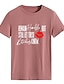 baratos Roupa de Mulher-Carta feminina decote redondo com estampa de lábio solto camiseta manga curta feminina