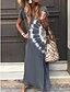 cheap Maxi Dresses-Women&#039;s A Line Dress Maxi long Dress Green Dark Gray Brown Short Sleeve Tie Dye Print Spring Summer V Neck Casual Boho Holiday Loose 2021 S M L XL XXL 3XL