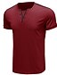 baratos Men&#039;s-Homens Camiseta Bloco de cor Decote V Padrão Verão Vermelho Vinho Azul Branco Preto Cinzento