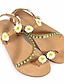 cheap Sandals-Women&#039;s Sandals Boho Bohemia Beach Flat Sandals Party Daily Beach Solid Color Floral Summer Beading Flower Flat Heel Round Toe Cute Casual Minimalism Lace Faux Leather Loafer Ankle Strap Brown