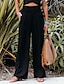 abordables Pantalones Mujer-Mujer Ajustado a la Bota Fresco Bolsillos laterales Perneras anchas Holgado Media cintura Longitud total Negro Verano
