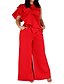 cheap Women&#039;s Plus Size Bottoms-Women&#039;s Plus Size Jumpsuit Ruffle Solid Color Casual Daily Casual Full Length High Spring Summer Black Red L XL XXL 3XL 4XL