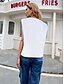 baratos T-shirts-Mulheres Camiseta Letra Decote Redondo Imprimir Básico Blusas Branco Preto Cinzento