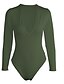 cheap Jumpsuits &amp; Rompers-Women&#039;s Bodysuit Solid Color High Waist Casual Daily V Neck Street Casual Long Sleeve Regular Fit Army Green S M L Spring