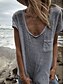 cheap T-Shirts-Women&#039;s T shirt Tee Plain Pocket Casual Weekend Basic Short Sleeve V Neck White