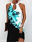 cheap Casual Dresses-Women&#039;s Short Mini Dress A Line Dress Black Blue Navy Blue Sleeveless Print Floral Halter Neck Spring Summer Stylish Casual Modern 2022 Loose S M L XL XXL 3XL