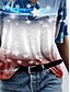 billige T-shirts-Dame Flagg Uavhengighetsdagen Kortermet T skjorte V-hals Trykt mønster Grunnleggende Topper Regnbue S / 3D-utskrift