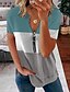 billige T-shirts-Dame T skjorte Glidelås Grunnleggende Grunnleggende Multi-farge Sommer Normal Hvitrosa blå aprikos rød hvit grå svart svart grå blå grønn hvit grå