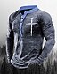 cheap Men&#039;s Socks-Men&#039;s Henley Shirt T shirt Tee Graphic Cross 3D Print Henley Plus Size Street Casual Long Sleeve Button-Down Print Tops Basic Casual Classic Big and Tall Green Blue Gray