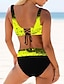cheap Bikini-Women&#039;s Swimwear Bikini 2 Piece Plus Size Swimsuit Plain Multi Color Slim for Big Busts Blue Black Yellow Strap Camisole Bathing Suits Vacation Fashion New / Sexy / Padded Bras