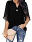 cheap Super Sale-Women&#039;s Solid Chiffon Office Blouse with V Neck