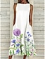 cheap Casual Dresses-Women&#039;s Shift Dress Floral Dress Midi Dress Purple / Blue Blue pink Bird print Floral Sleeveless Summer Spring Print Basic Crew Neck 2023 S M L XL 2XL 3XL