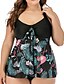 cheap Tankini-Women&#039;s Swimwear Tankini 2 Piece Plus Size Swimsuit Flamingo Open Back Printing for Big Busts Green Black Blue V Wire Camisole Bathing Suits Vacation Fashion Sexy / Modern / New / Padded Bras