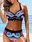 cheap Bikinis-Chic Women&#039;s Plus Size Halter V-Wire Floral Bikini