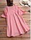 abordables Best Selling Plus Size-Mujer Blusa Camisa Plano Escote Redondo Botón Casual Ropa de calle Tops Blanco Rosa
