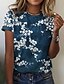 abordables T-shirts-Femme T shirt Tee Floral Casual Vacances Fin de semaine Jaune Rose Claire Bleu Imprimer Manche Courte basique Col Rond Standard