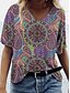 cheap T-Shirts-Women&#039;s Casual Weekend T shirt Tee Floral Painting Short Sleeve Floral Graphic V Neck Print Basic Tops Green Blue Purple S / 3D Print