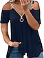 cheap Plus Size Tops-Women&#039;s T shirt Tee Black White Pink Plain Zipper Cut Out Short Sleeve Daily Going out Weekend Basic Sexy One Shoulder Off Shoulder Regular Fit Summer Spring